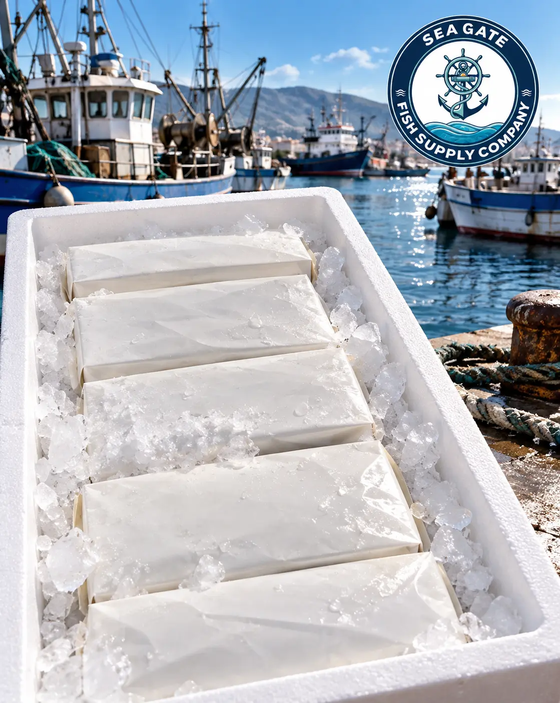 Insulated supply box with packages surrounded by ice